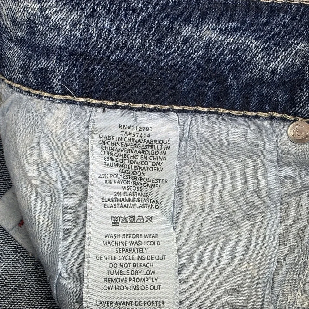 True Religion Jeans Mens 34 Ricky Big T Relaxed Straight Medium Aventurine Blue